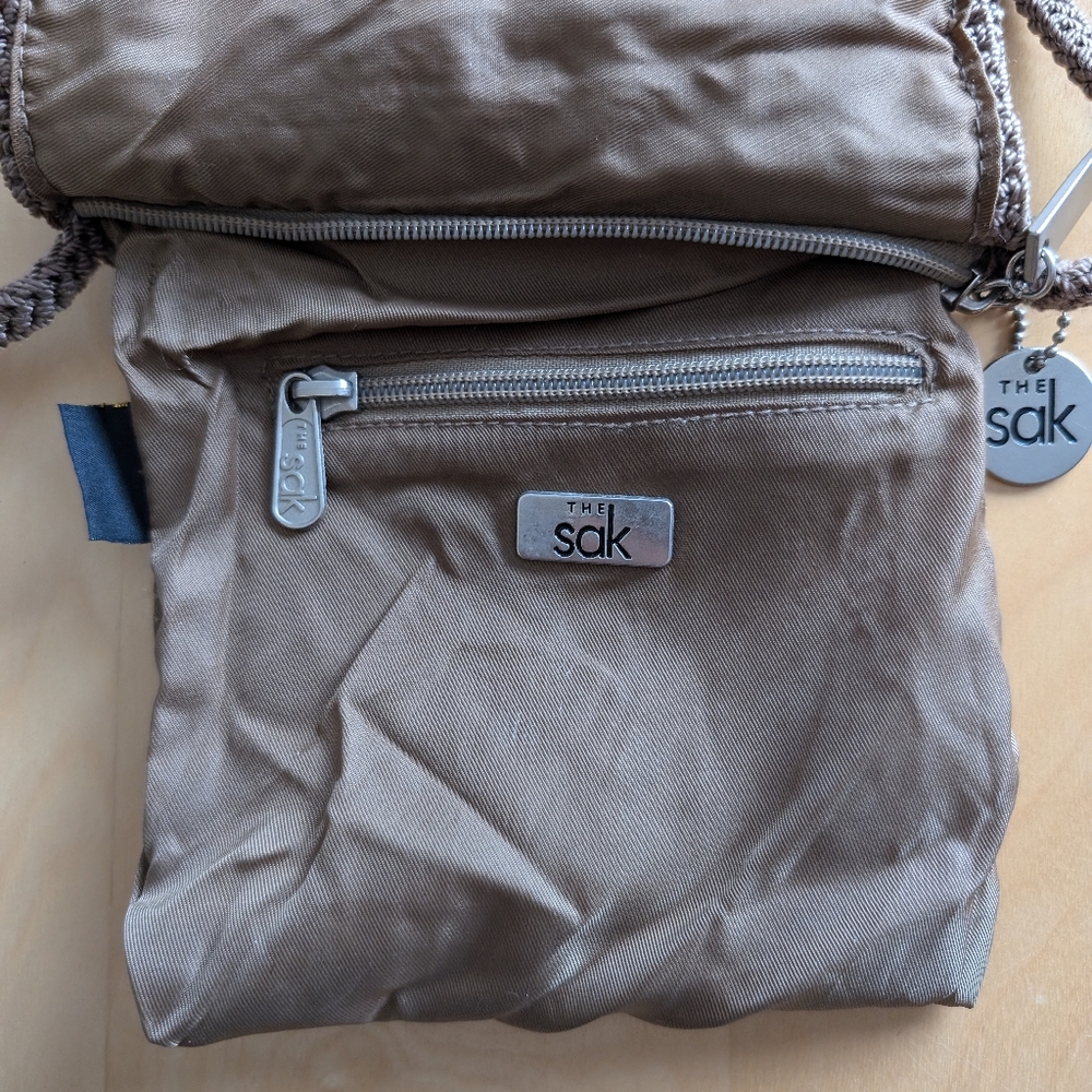 The Sak | Small Beige Crochet Crossbody Bag, with Front Flat - Picture 5 of 16